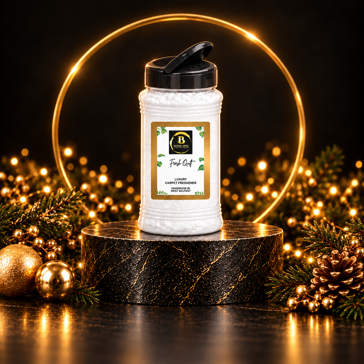 Christmas Carpet Fresh collection at Boutique Aroma in black and gold
