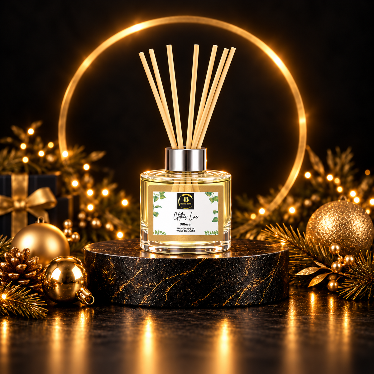 Christmas Diffusers collection at Boutique Aroma in black and gold