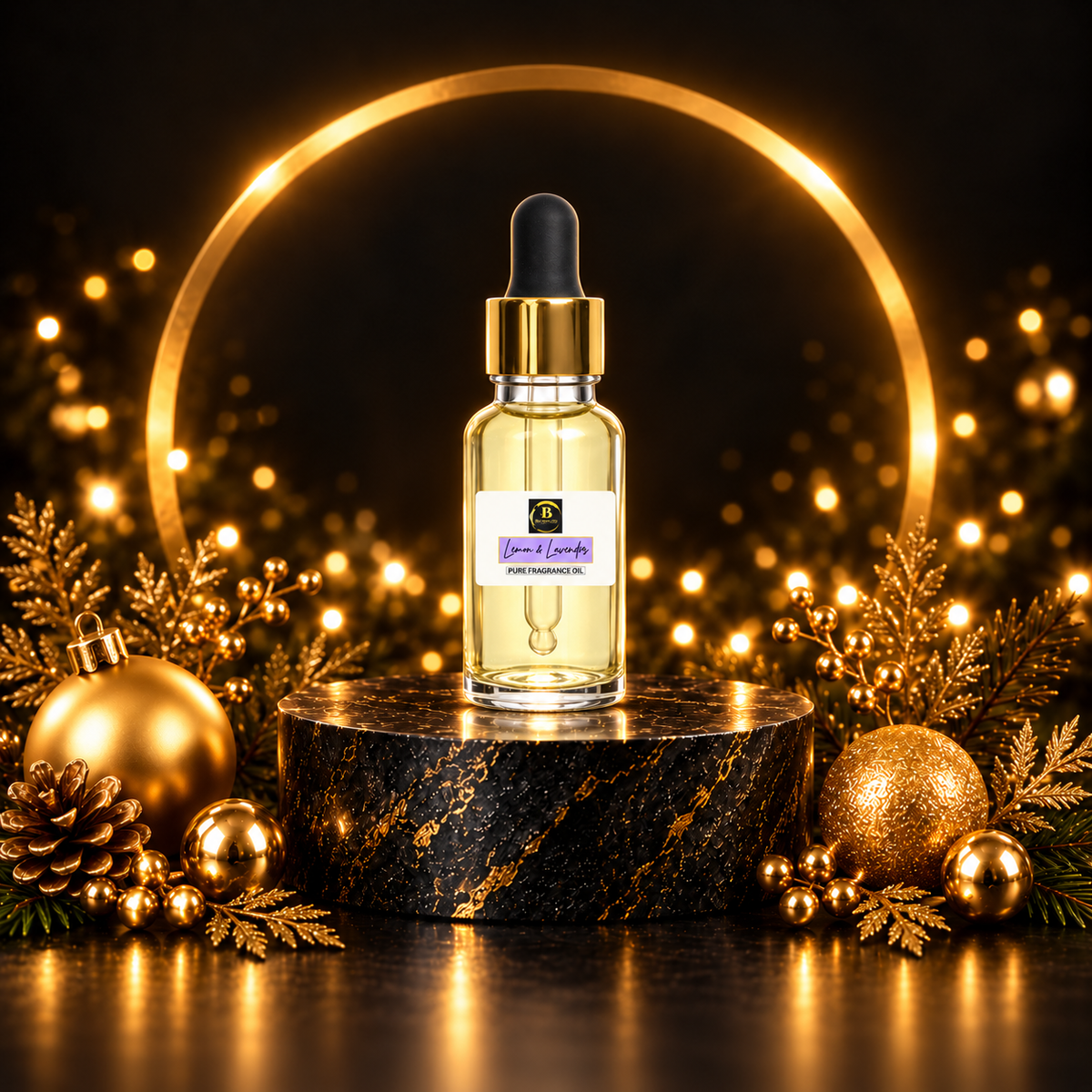 Christmas Oils collection at Boutique Aroma in black and gold