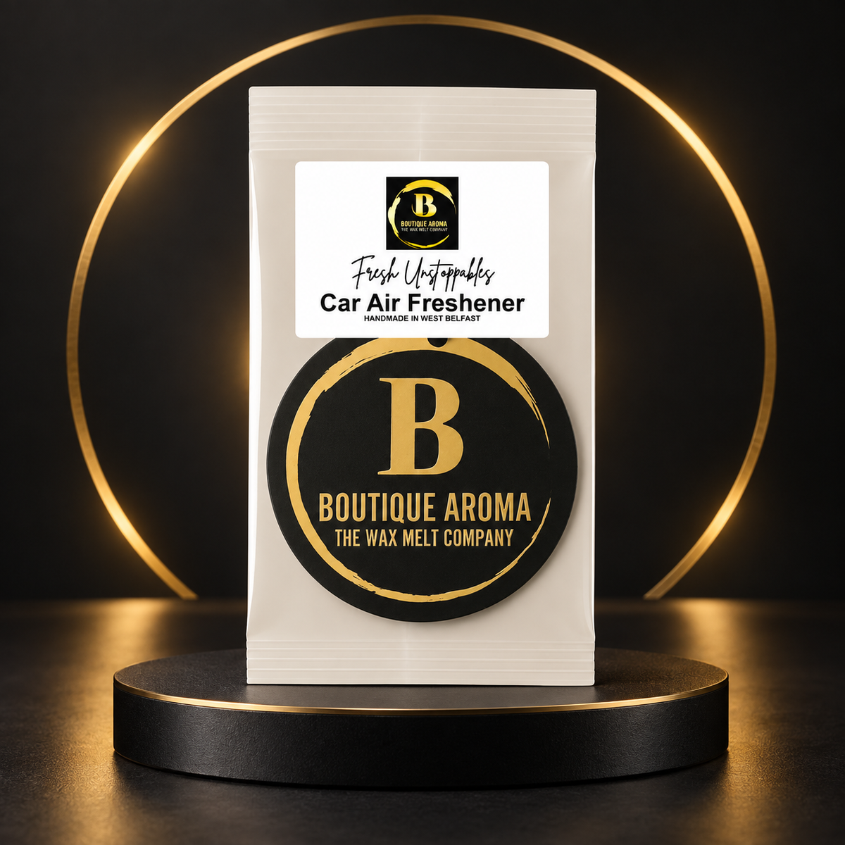 Car Air Freshener Discs collection at Boutique Aroma in black and gold