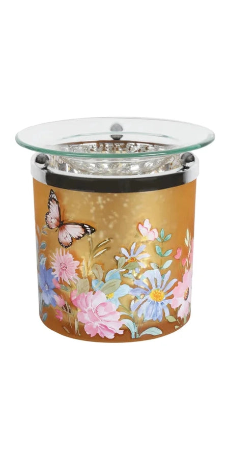 Tealight Wax Melter Orange Floral 10cm | Boutique Aroma