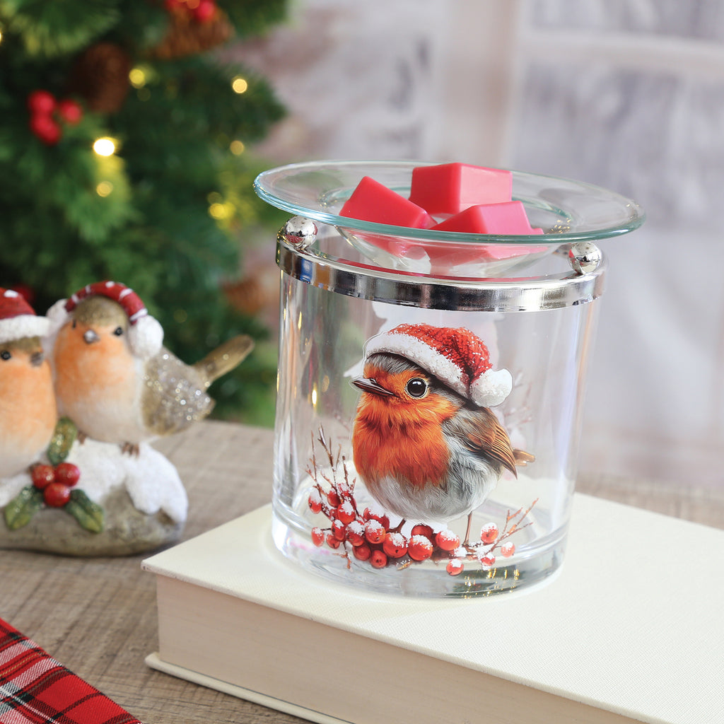 Tealight Wax Melter Festive Robin 10cm
