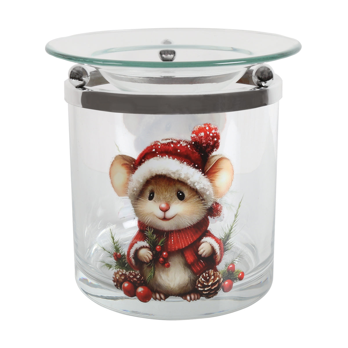 Tealight Wax Melter Festive Mouse 10cm