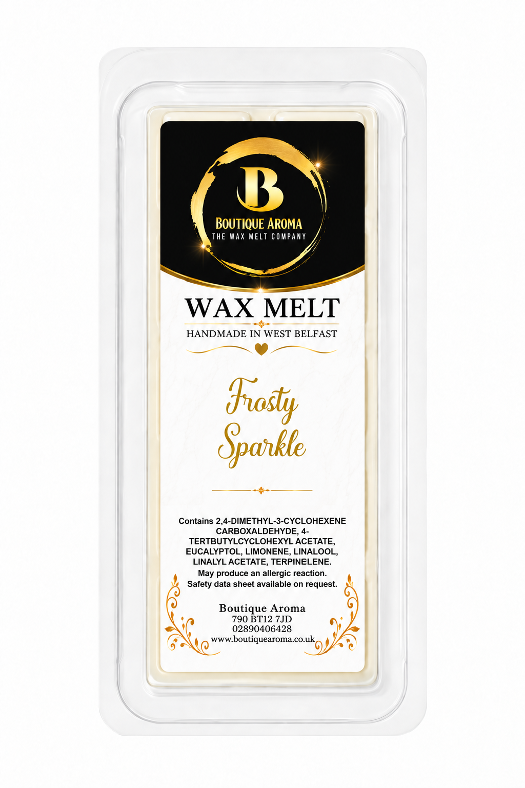 FROSTY SPARKLE WAX MELTS Boutique Aroma wax melt packaging
