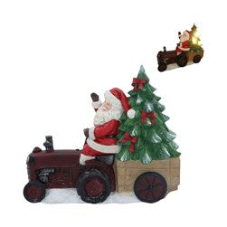 LED Farmer Santa on Tractor 27x23cm