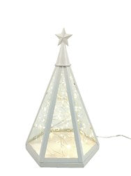 LED Pyramid Lantern White 23x37cm