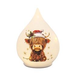 LED Teardrop Highland Cow 15cm