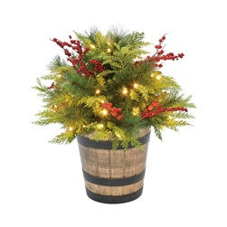 Pre-Lit Festive Foliage Planter 60cm