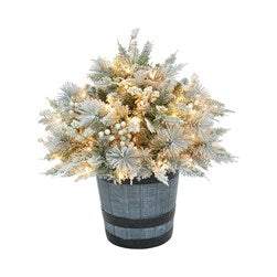 Pre-Lit Frosted Foliage Planter 60cm