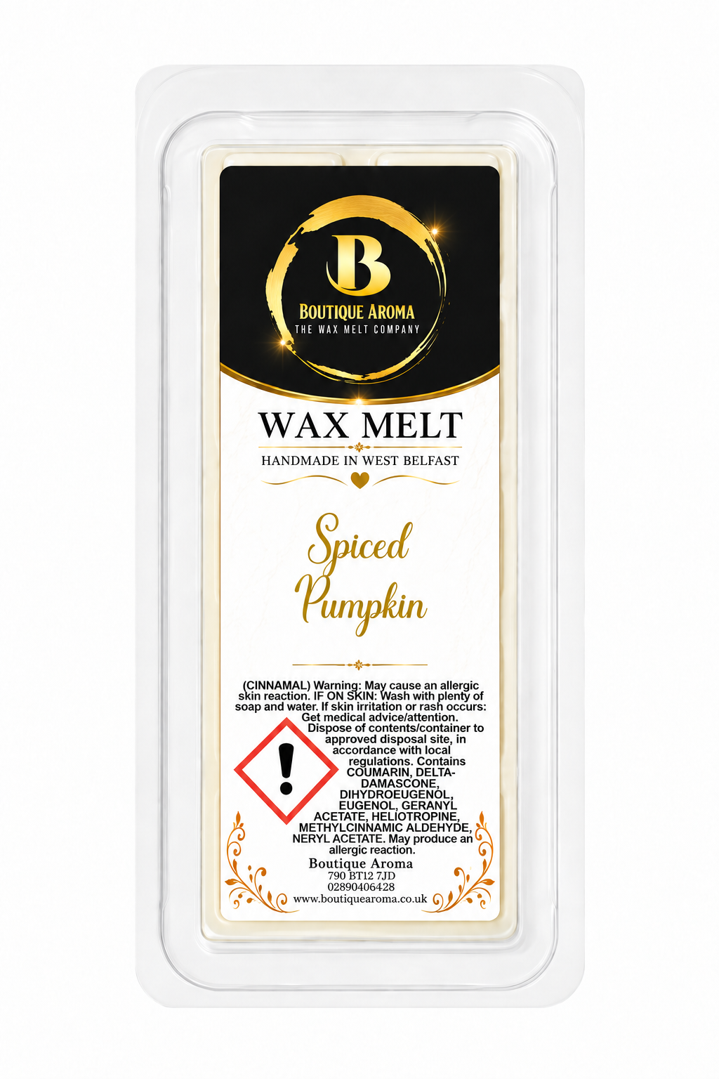SPICED PUMPKIN WAX MELTS Boutique Aroma wax melt packaging