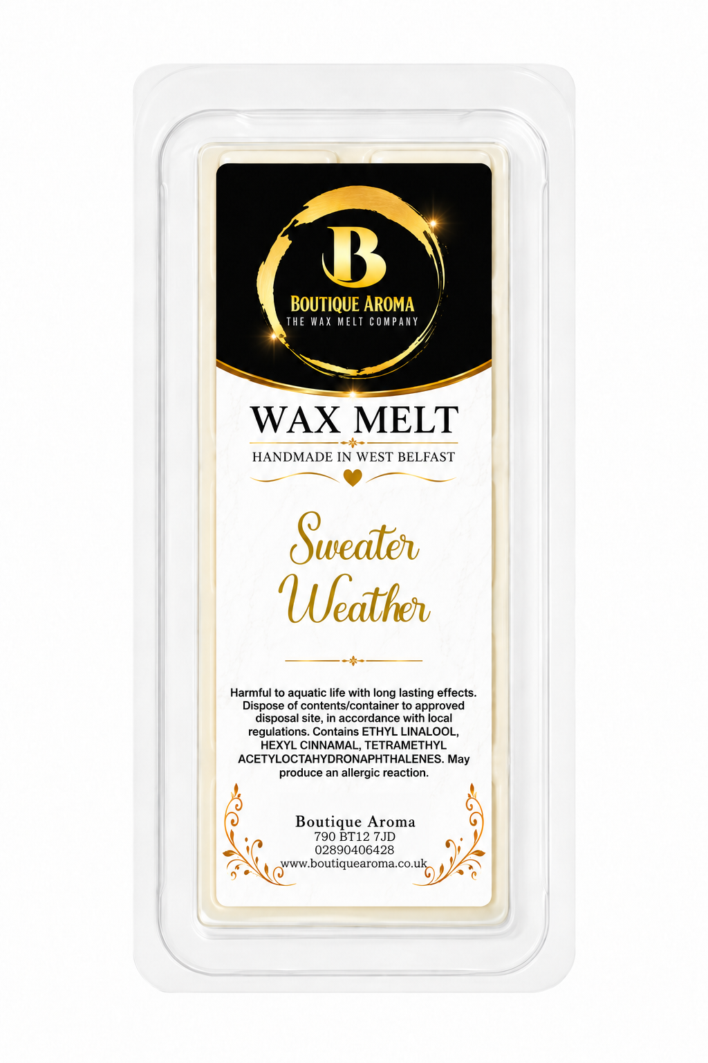SWEATER WEATHER WAX MELTS Boutique Aroma wax melt packaging