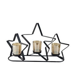 Star Amber Triple Tealight Holder 38x22cm