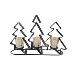 Tree Amber Triple Tealight Holder 37x24cm