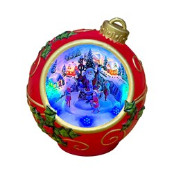 LED Animated Santa Bauble 21cm