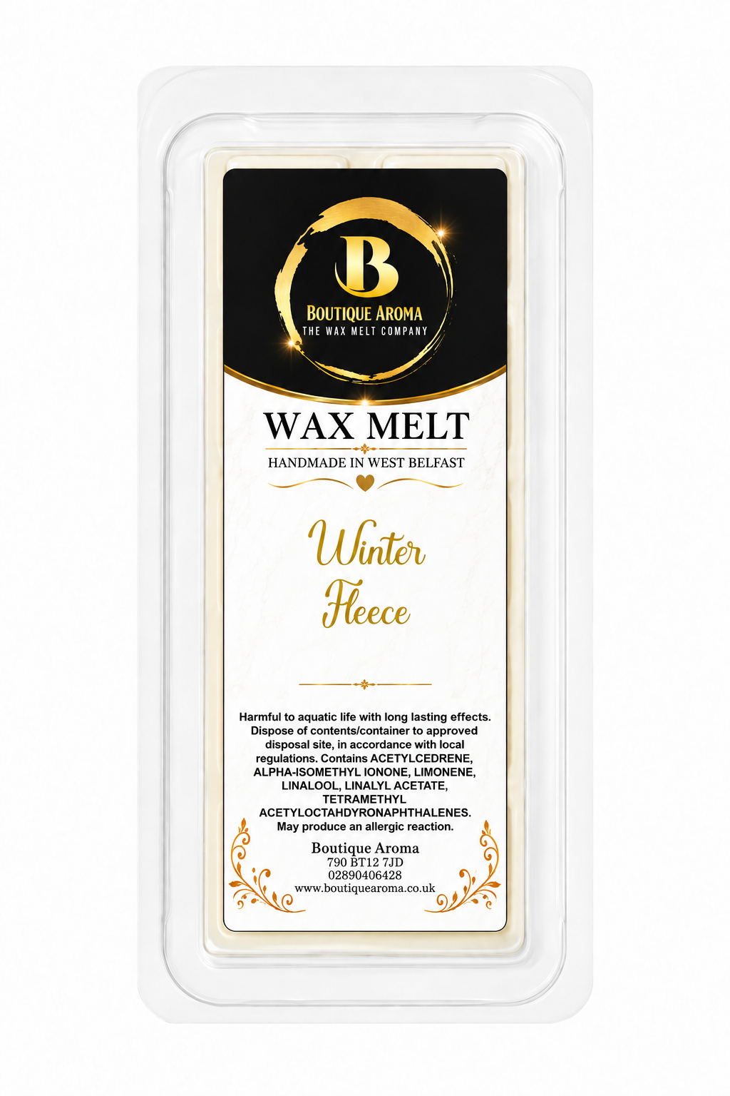 WINTER FLEECE WAX MELTS Boutique Aroma wax melt packaging